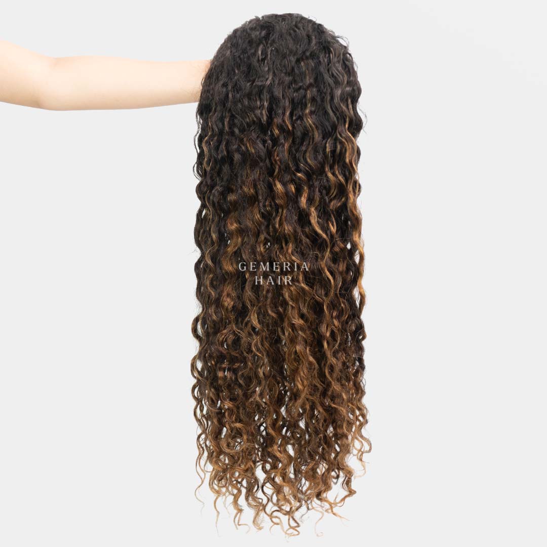 Caramel Brown Balayage | Deep Curly Half Head Wig