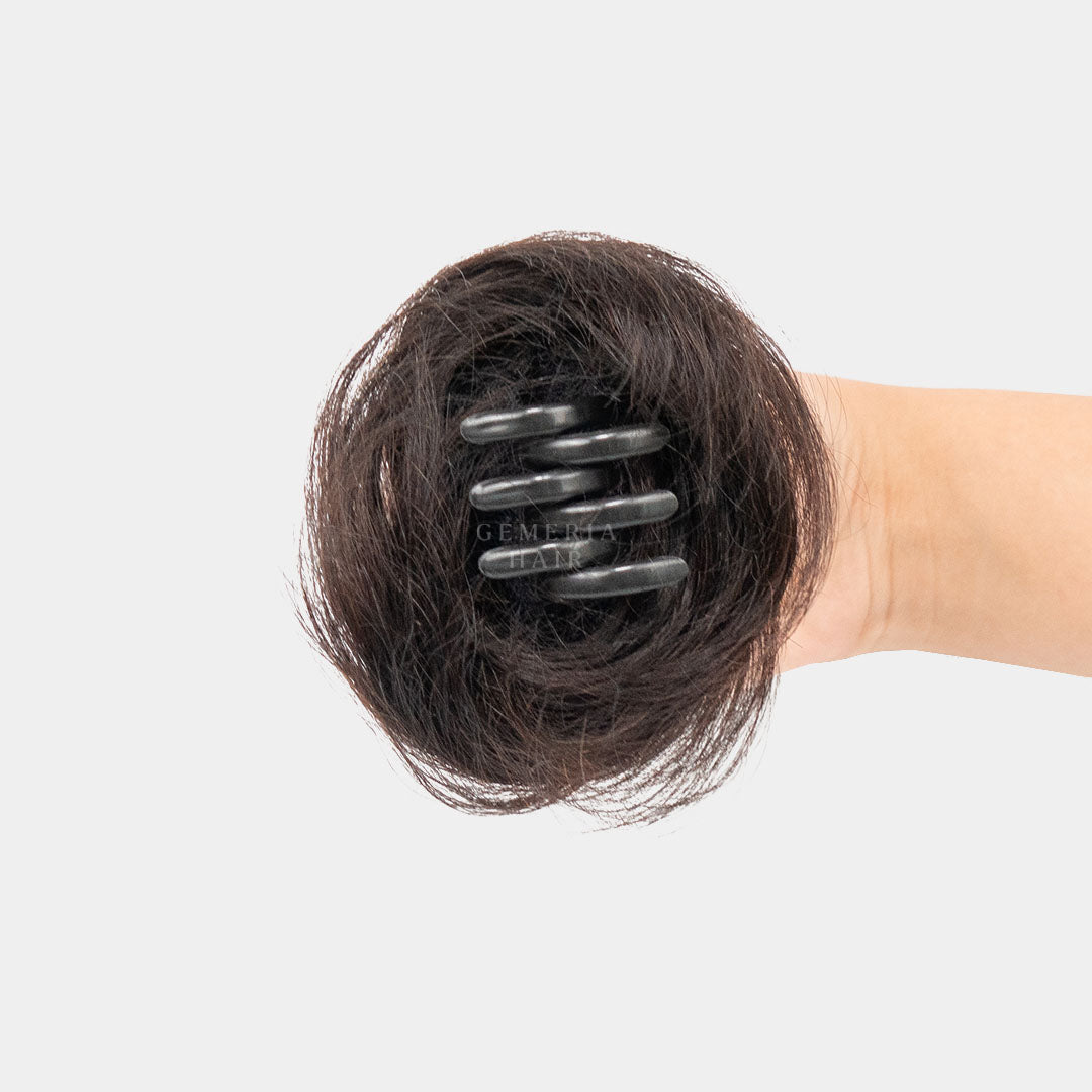 back view of the clip-on hair bun showing the claw clip