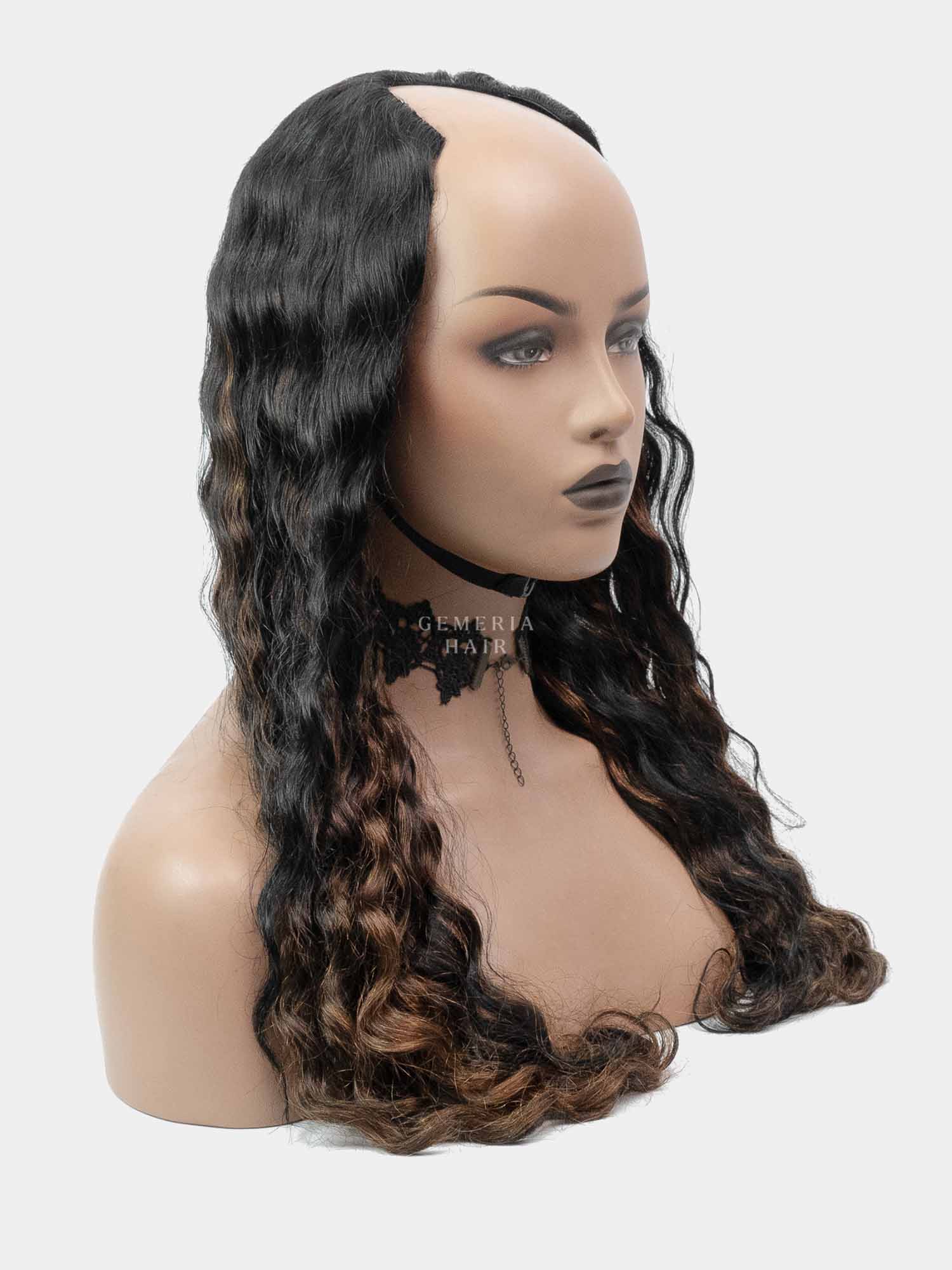 V-Part Wig | Deep Curly | Dark Brown Balayage | V-Shaped Wig