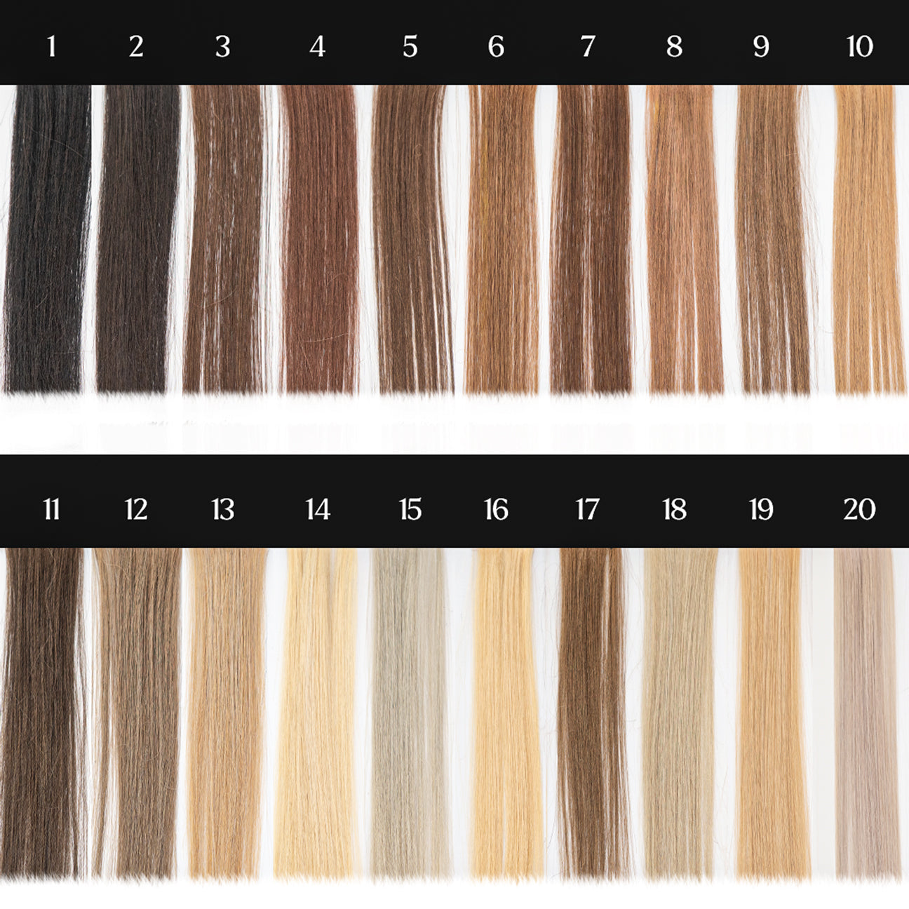 Tape-in hair extensions colour shades