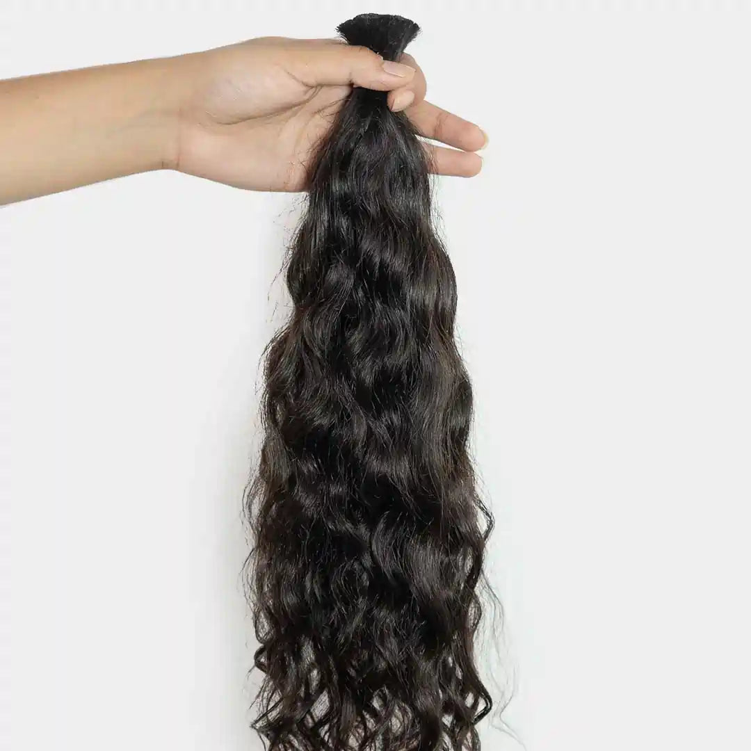 natural raw wavy temple bulk braiding hair