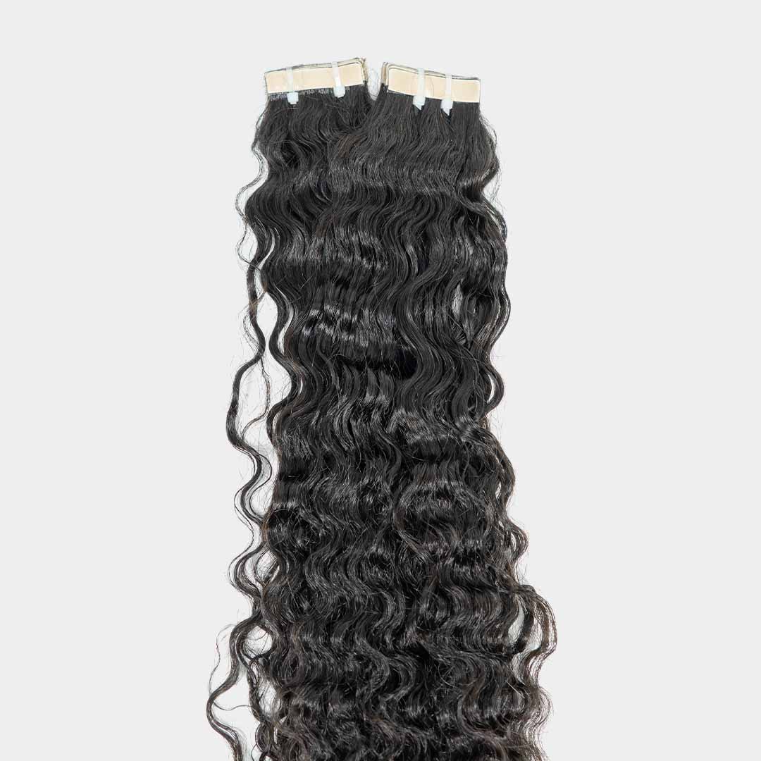 Tight curly tape-in hair extensions