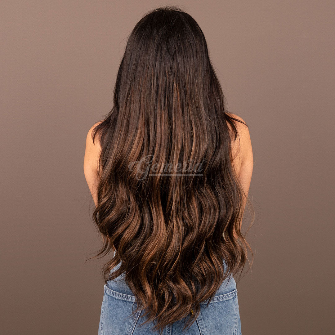 Chocolate Brown Balayage Half Head Wig